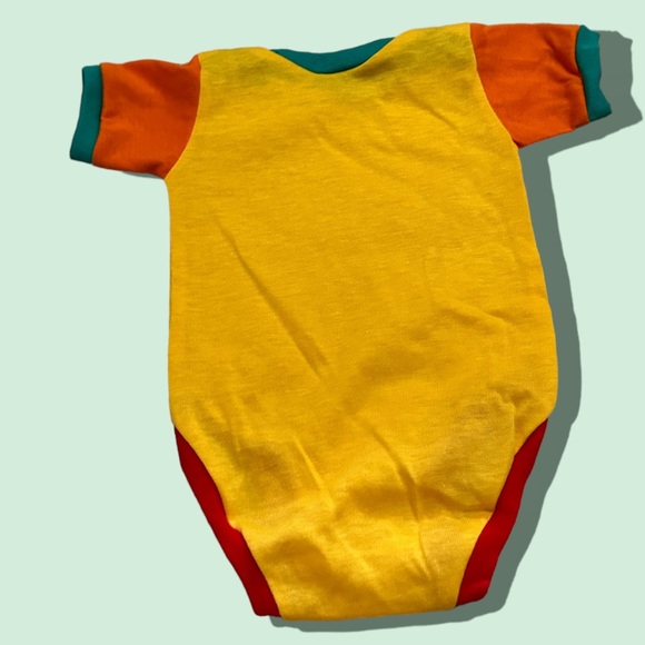 Set of Two Vintage Like New Short Sleeve One Pieces Yellow Orange Red Green - Picture 6 of 8